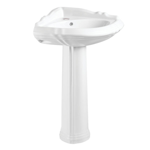 Kingston Brass 28.13'' Tall Glossy White Ceramic Oval Pedestal Bathroom